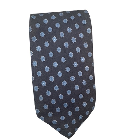 Givenchy Gentlemen Paris‎ 100% silk tie navy Geometric designer - Picture 4 of 8